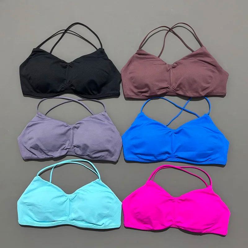 Seamless Cross Back Halter Sports Bra