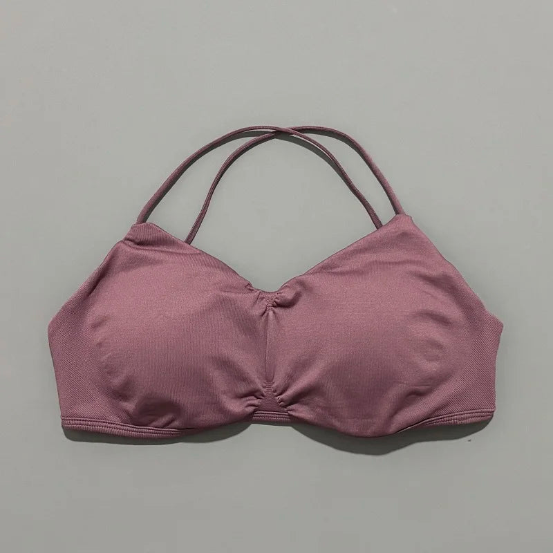 Seamless Cross Back Halter Sports Bra