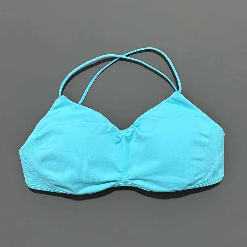 Seamless Cross Back Halter Sports Bra