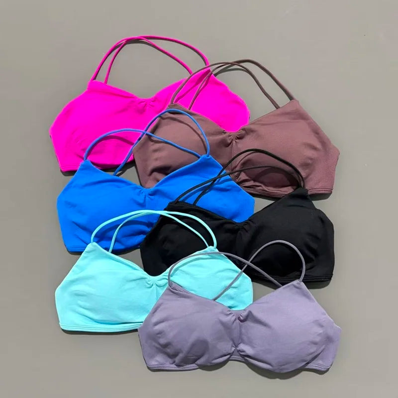 Seamless Cross Back Halter Sports Bra