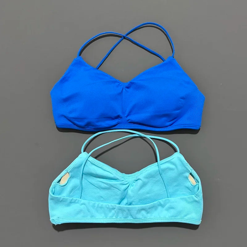 Seamless Cross Back Halter Sports Bra