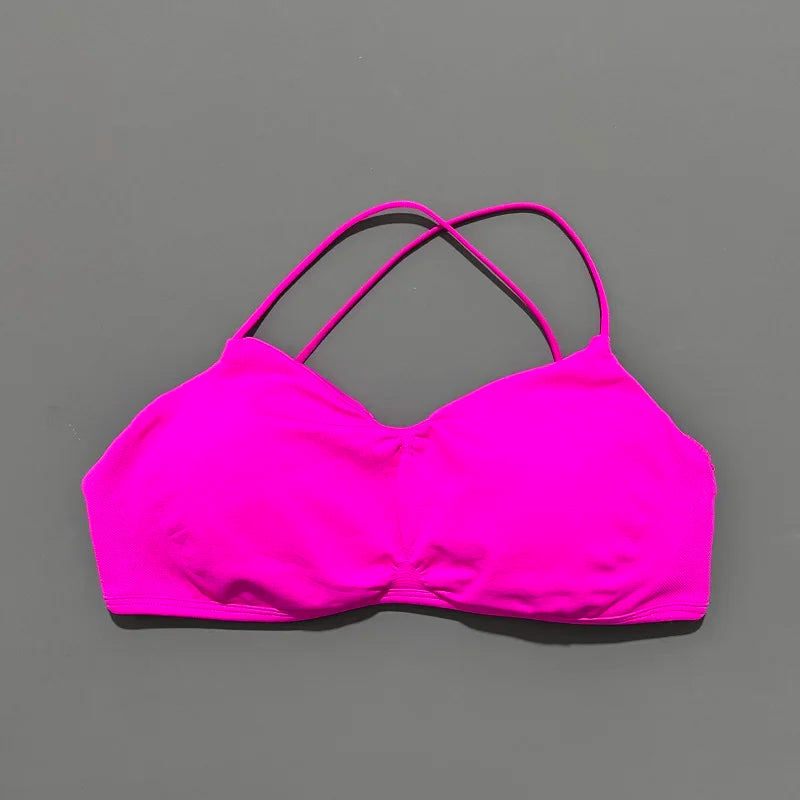 Seamless Cross Back Halter Sports Bra