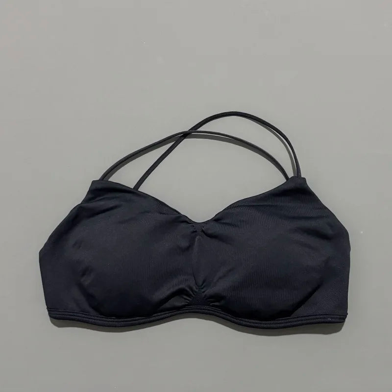 Seamless Cross Back Halter Sports Bra