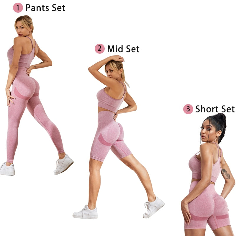 Two Piece Workout Set Solid Yoga Set Seamless Tracksuit