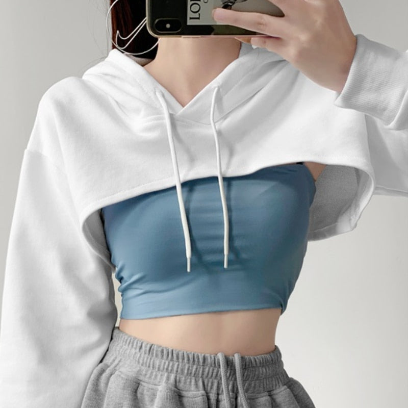 Workout crop top on sale hoodie