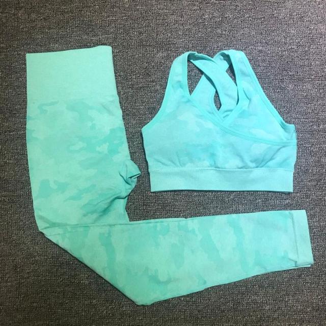 2PCS Camouflage Camo Yoga Set, Sports Wear For Women